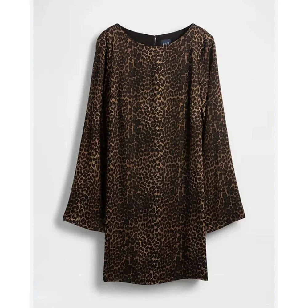 Gap Satin Leopard Mini Dress Size XL NEW RT$90